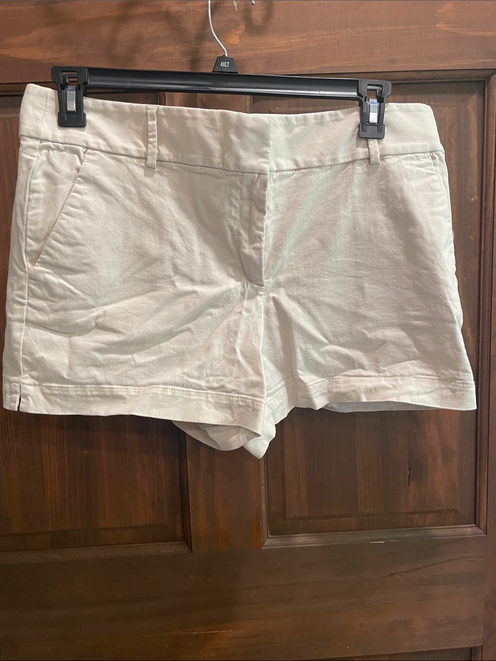 LOFT High Waist Cream Cotton Blend Shorts